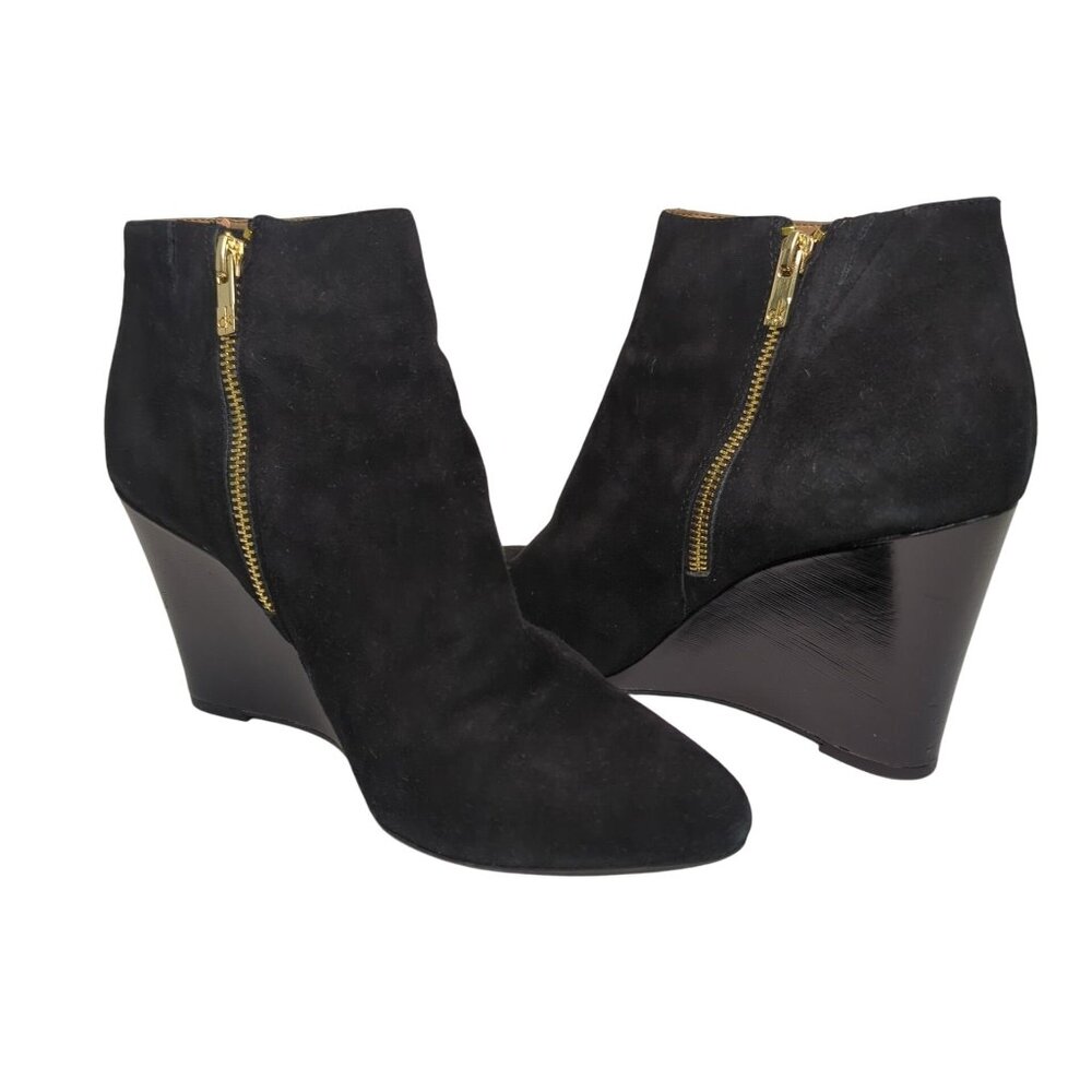 Calvin Klein Charliane Black Suede Wedge Ankle Boots US 9 / EU 39